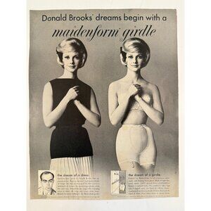 Vintage 1961 Maidenform Girdle Lady in Lingerie Advertisement Print